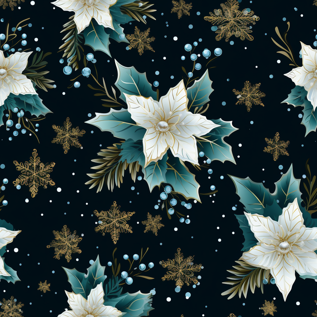 Snowflakes and holly